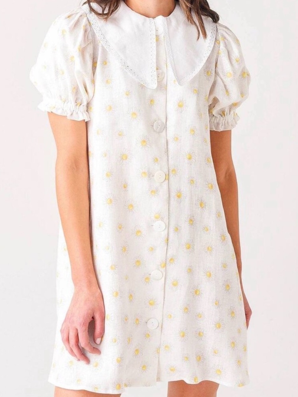 Sleeper White Linen Collar Dress